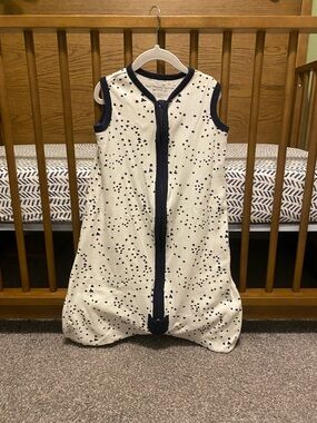 Burt's Bees Baby Cream Sleep Sack with Navy Star Accents